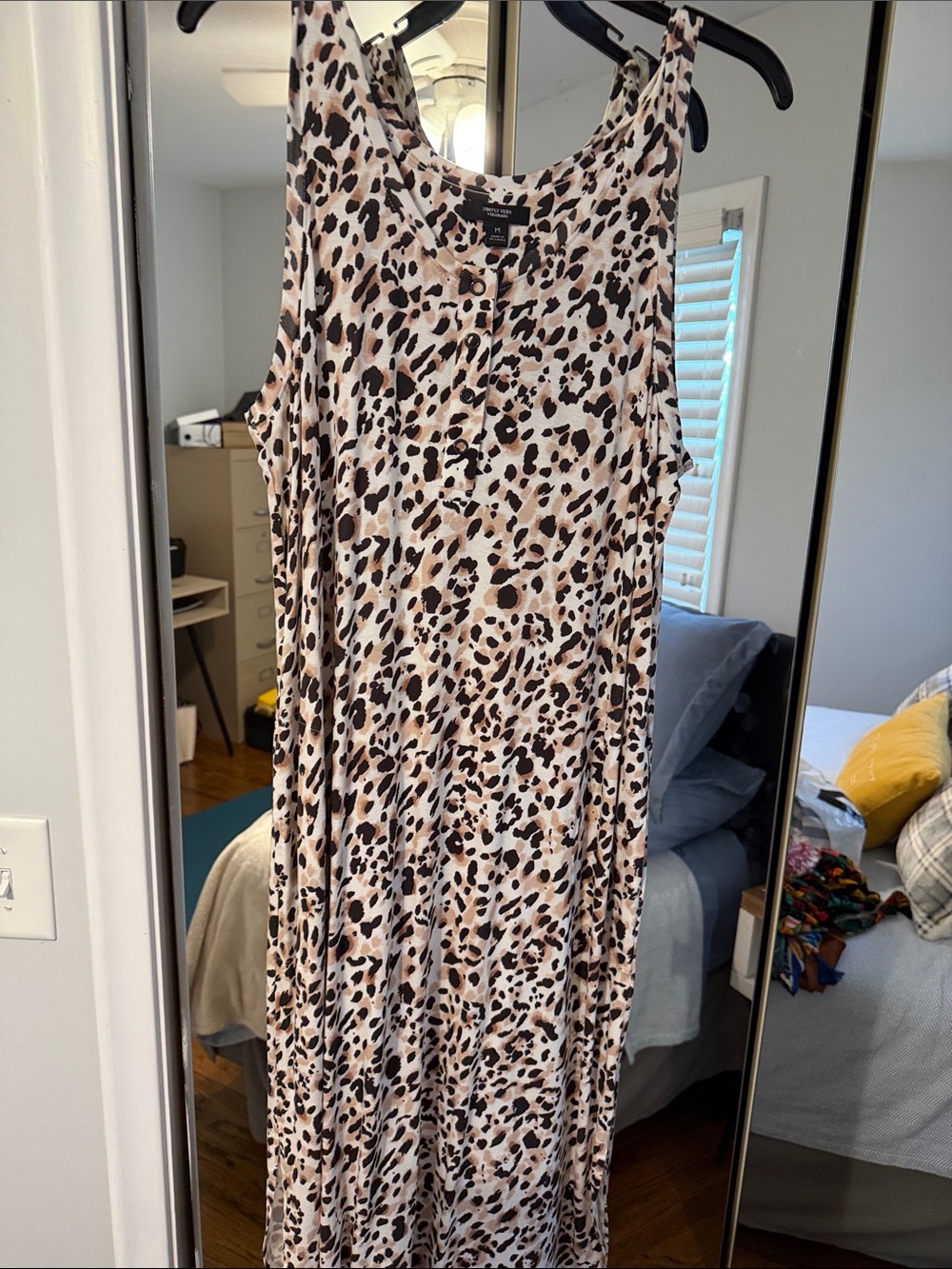 Simply Vera Vera Wang Beige and Black Leopard Print Maxi Dress